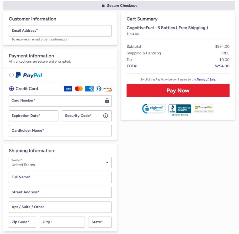 Safe and secure checkout for CognitiveFuel purchase